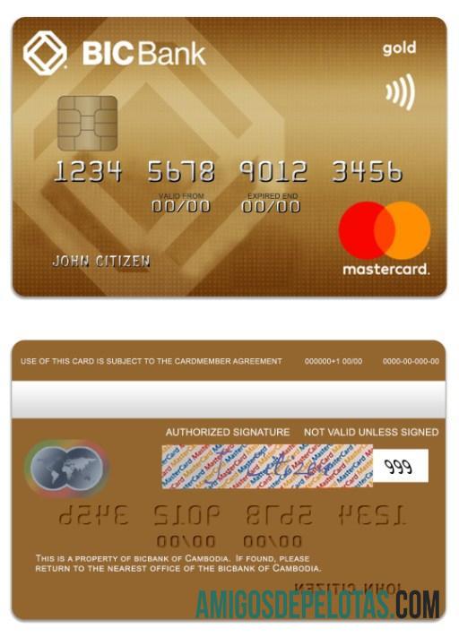 Camboja BICBank Credit Gold Mastercard modelo